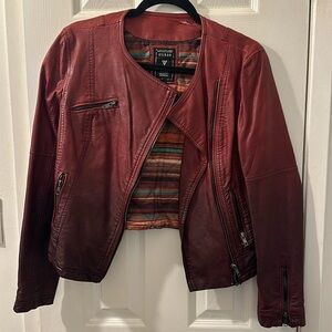 Red/Burgundy Guess Leather Jacket
